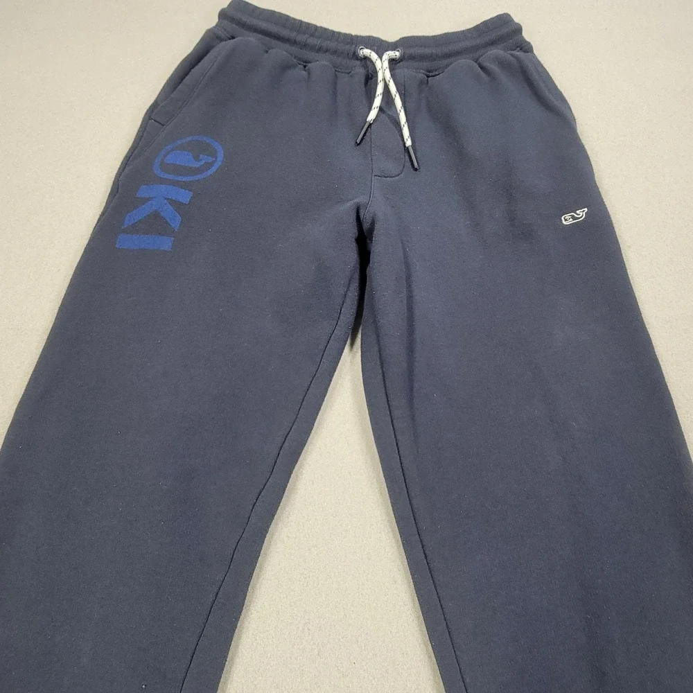 Vineyard Vines Kids Fleece Jogger Sweatpants Navy Whale Logo Youth‎ Medium 10–12